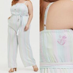 Torrid Disney The Little Mermaid Ariel Challis Multi Stripe Jumpsuit